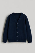 Classic Navy Fine-Knit V-Neck Cardigan