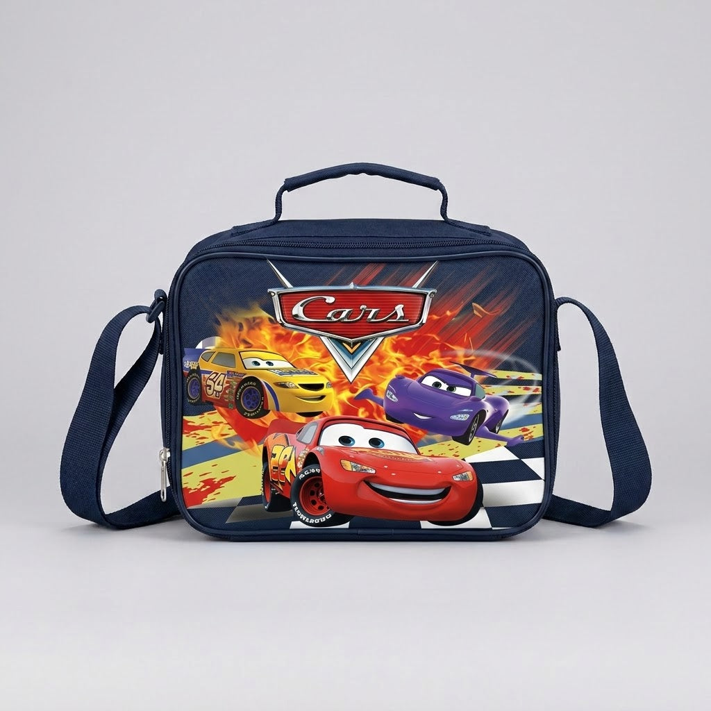 mc queen cars black lunch bag