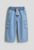 Light Wash Denim Cargo Jeans – Baby Blue