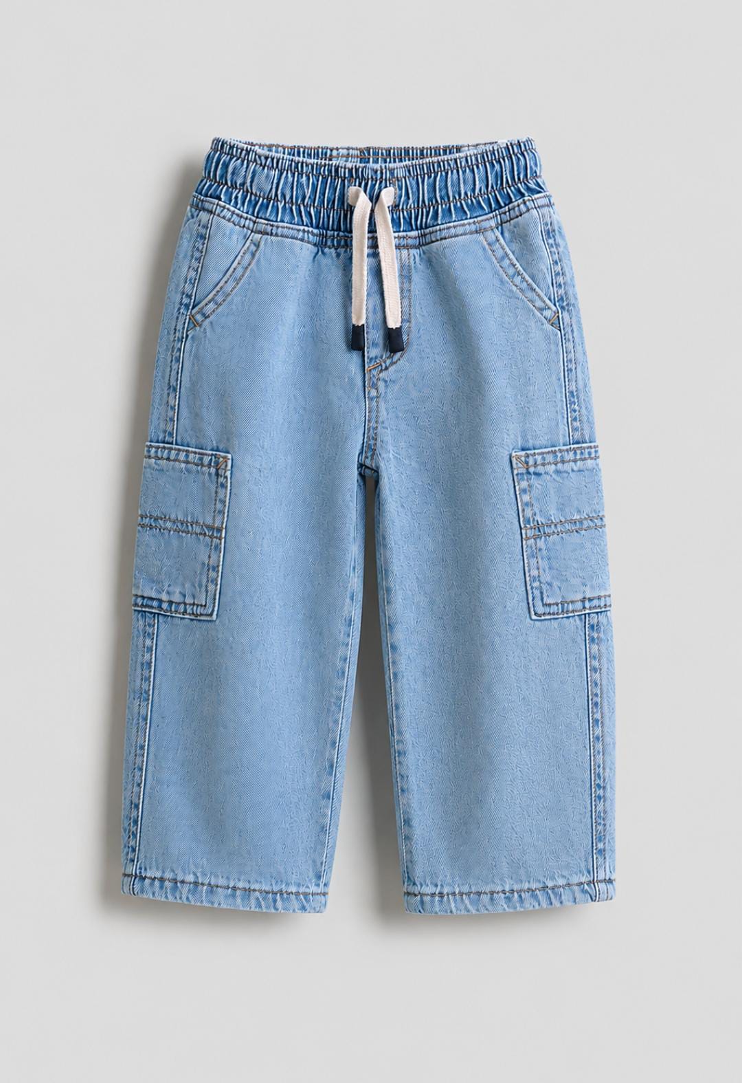 Light Wash Denim Cargo Jeans – Baby Blue