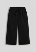 Black Wide-Leg Drawstring Jeans
