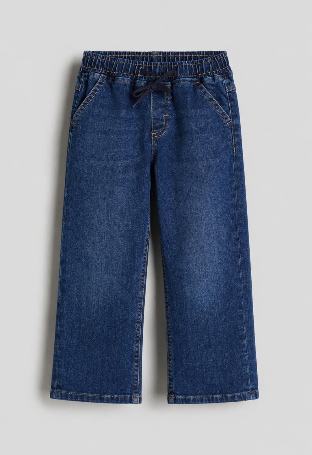 Blue Elastic Waist Denim Jeans