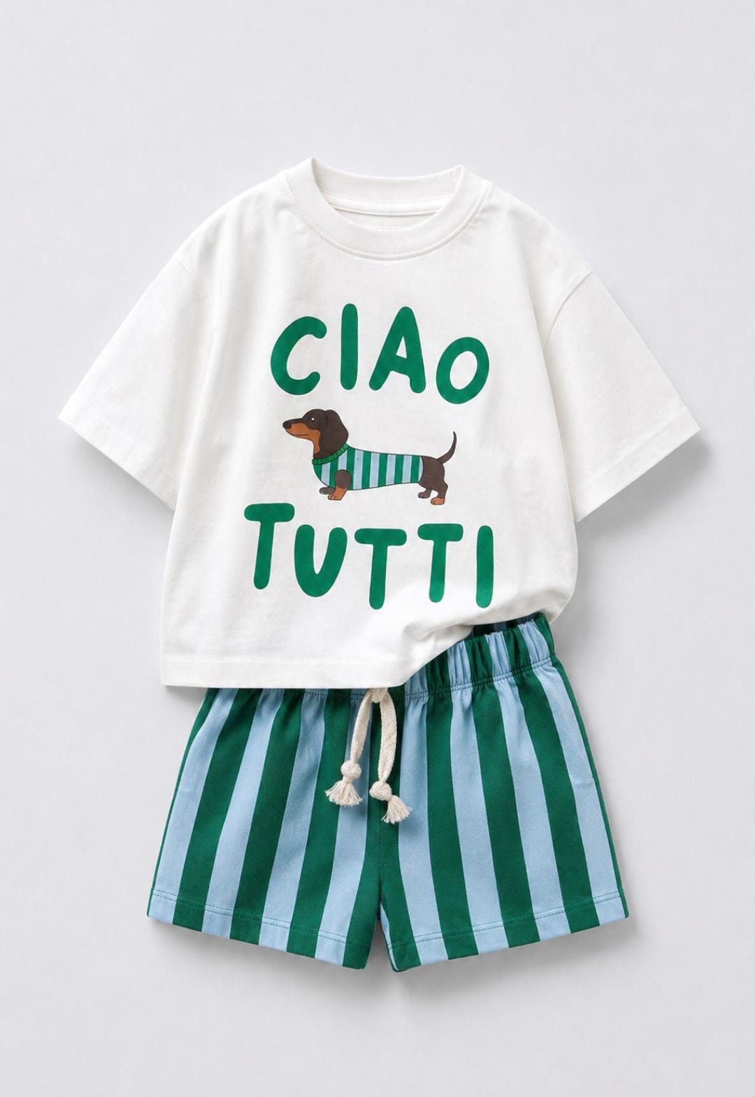 Ciao Tutti Dachshund Striped Shorts Set
