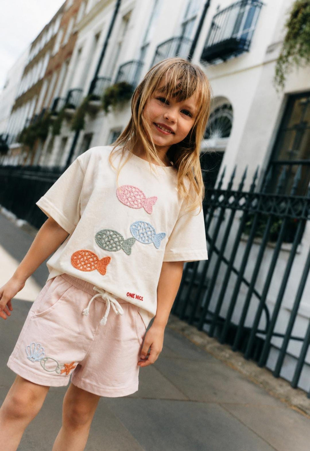 Pastel Fish Embroidered Summer Set