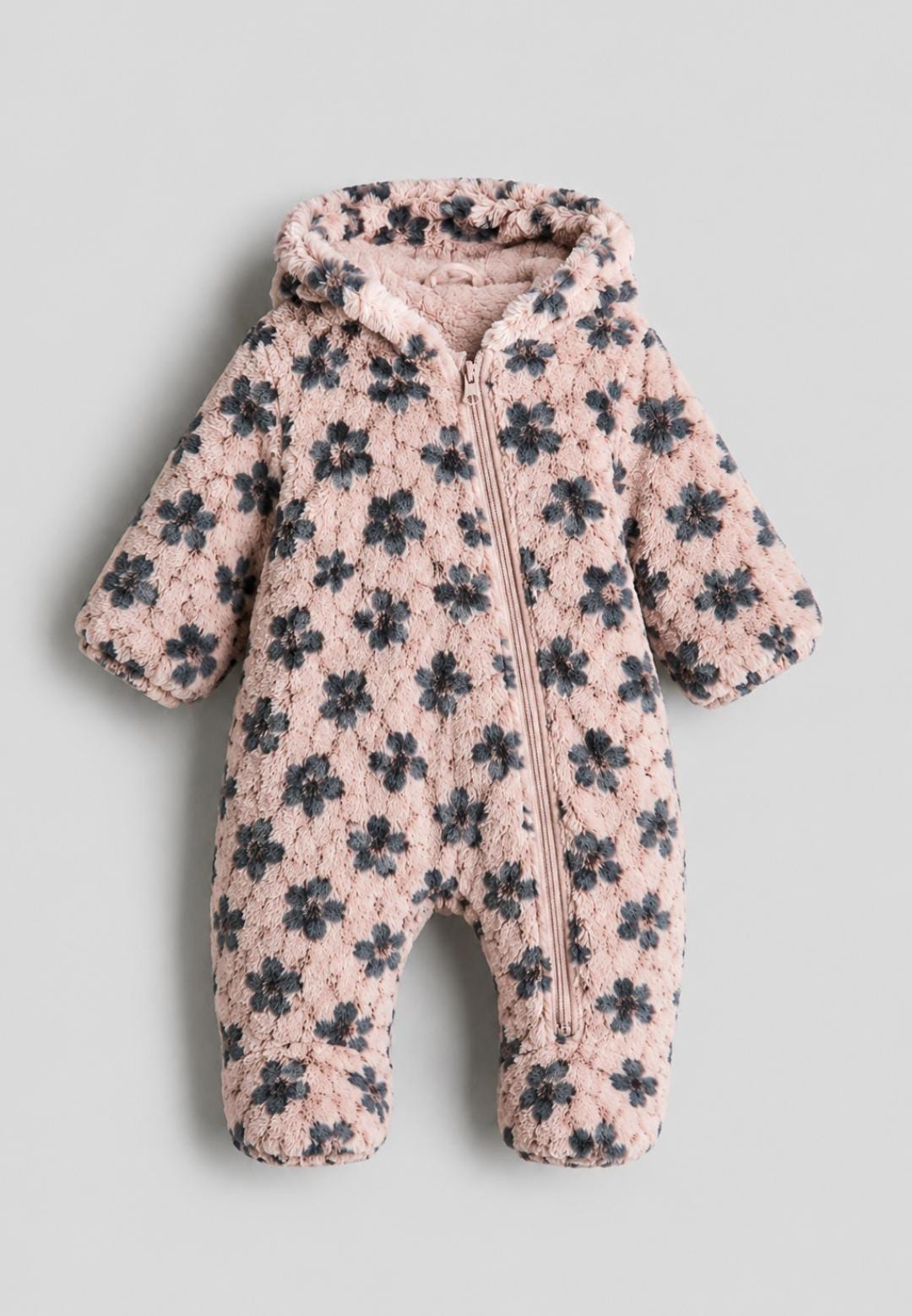 Blush Floral Teddy Fur Baby Jumpsuit