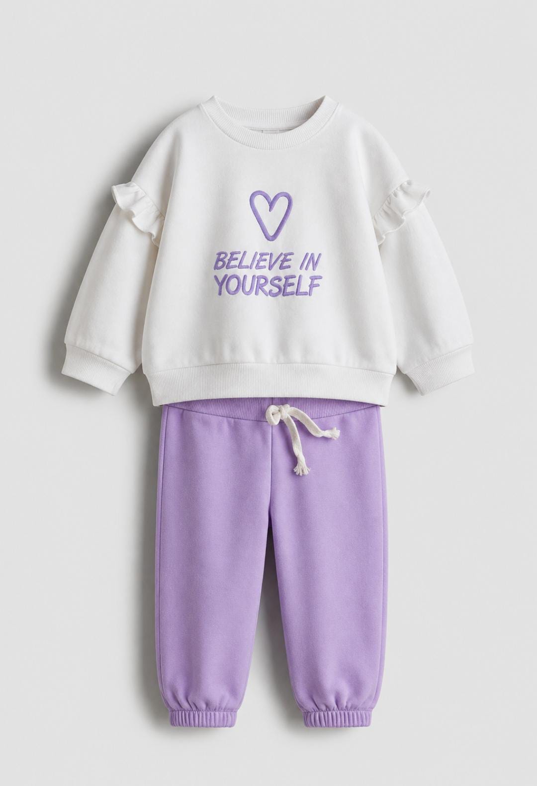 Believe in Yourself Girls’ Ruffle Tracksuit Set