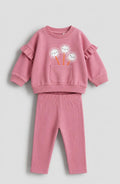 Pink Daisy Ruffle Sweatshirt & Jogger Set