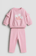 Light Pink Daisy Ruffle Sweatshirt & Jogger Set