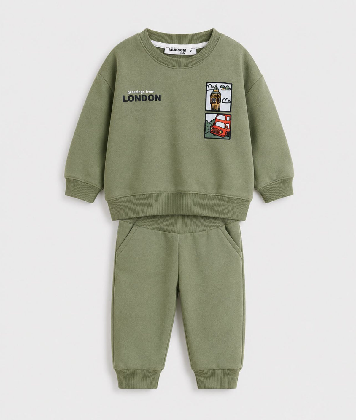 London Adventure Kids Tracksuit Set – Olive Green