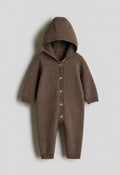 Cocoa Knit Hooded Baby Jumpsuit