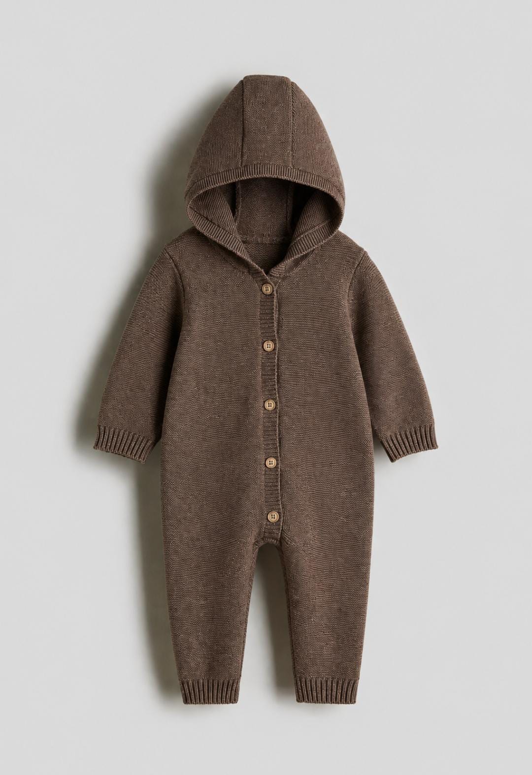 Cocoa Knit Hooded Baby Jumpsuit
