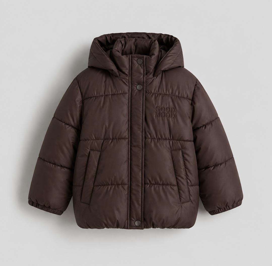 Chocolate Brown Hooded Puffer Jacket