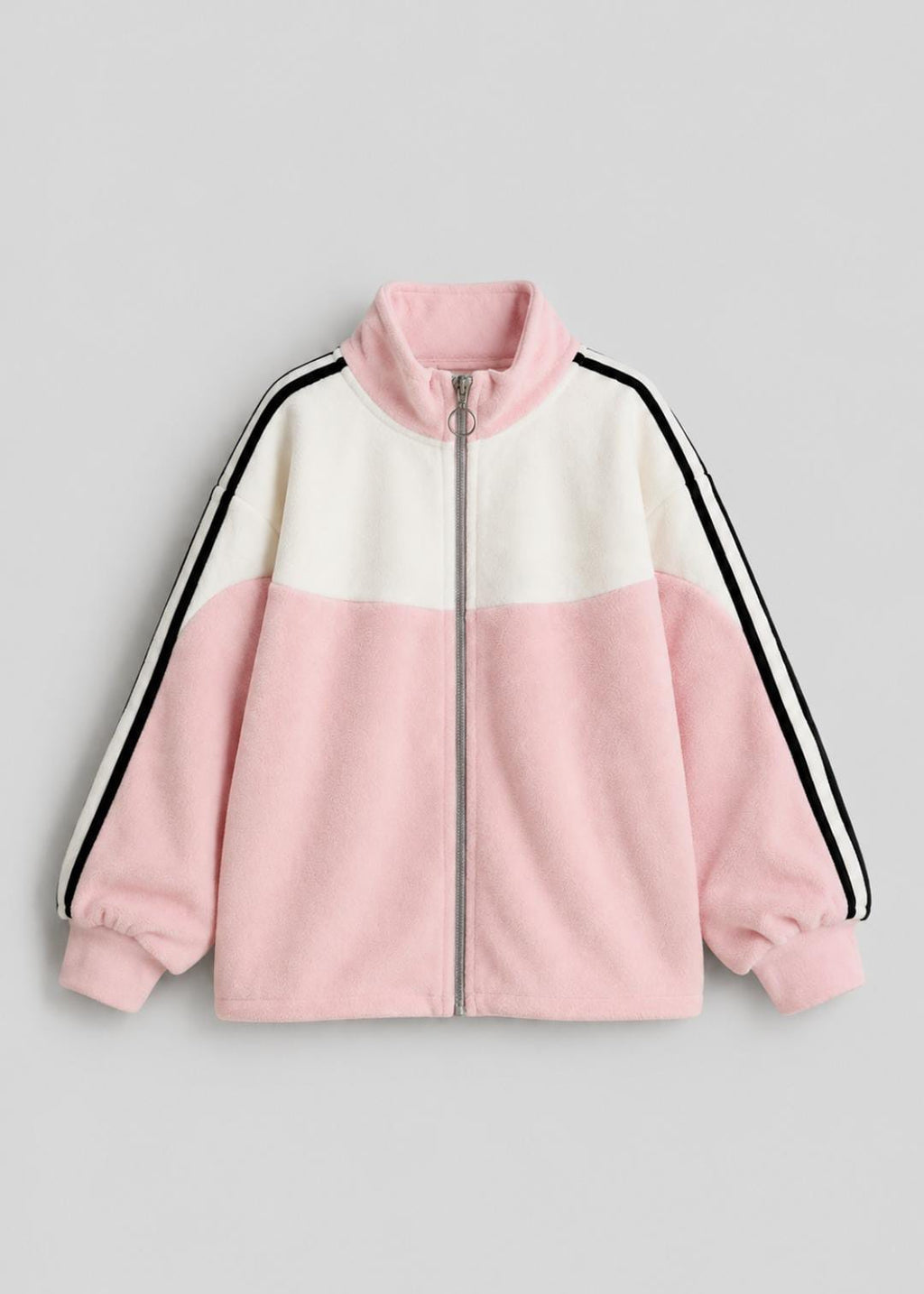 Oversized pink Fleece Fur-Lined Track Jacket