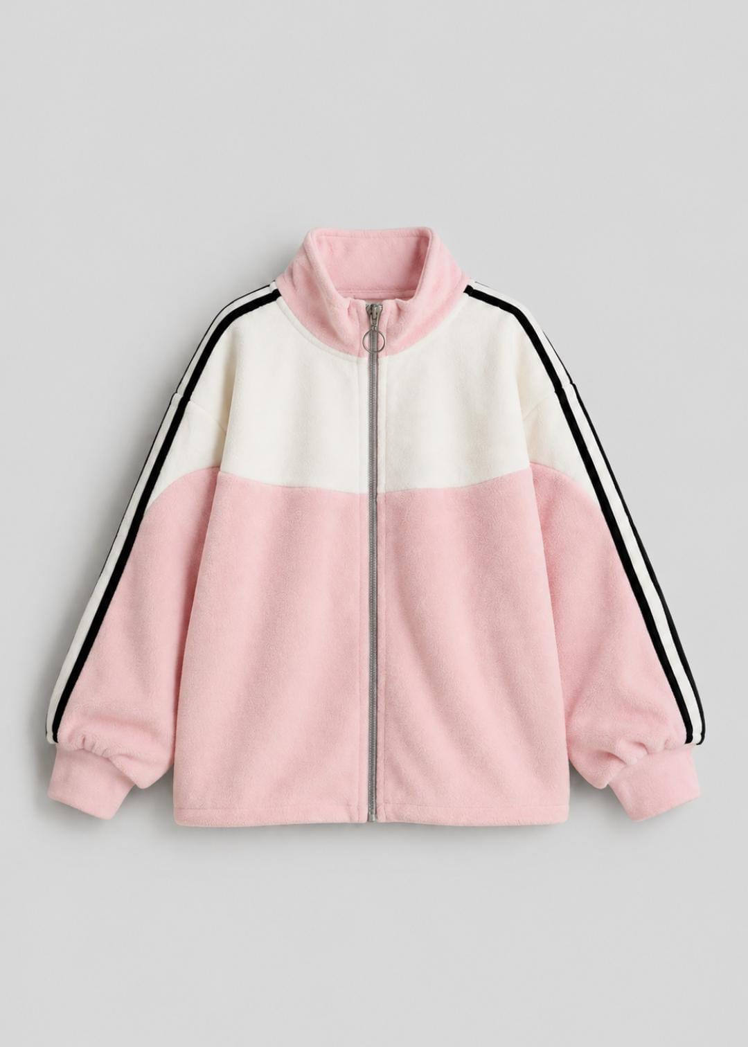 Oversized pink Fleece Fur-Lined Track Jacket