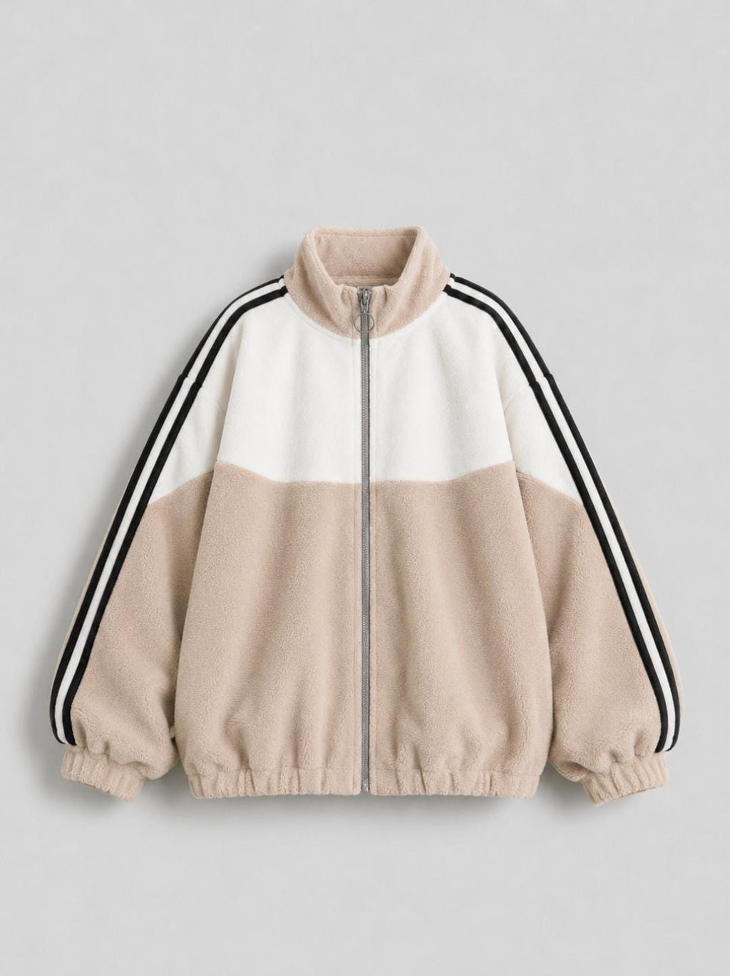 Oversized Teddy Fleece Fur-Lined Track Jacket
