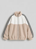 Oversized Teddy Fleece Fur-Lined Track Jacket