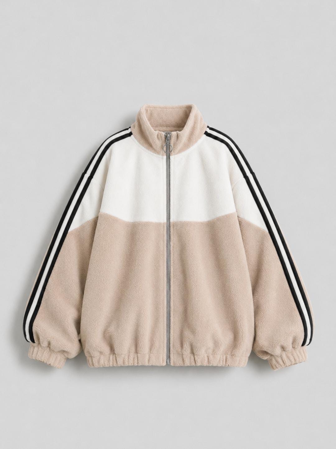 Oversized Teddy Fleece Fur-Lined Track Jacket