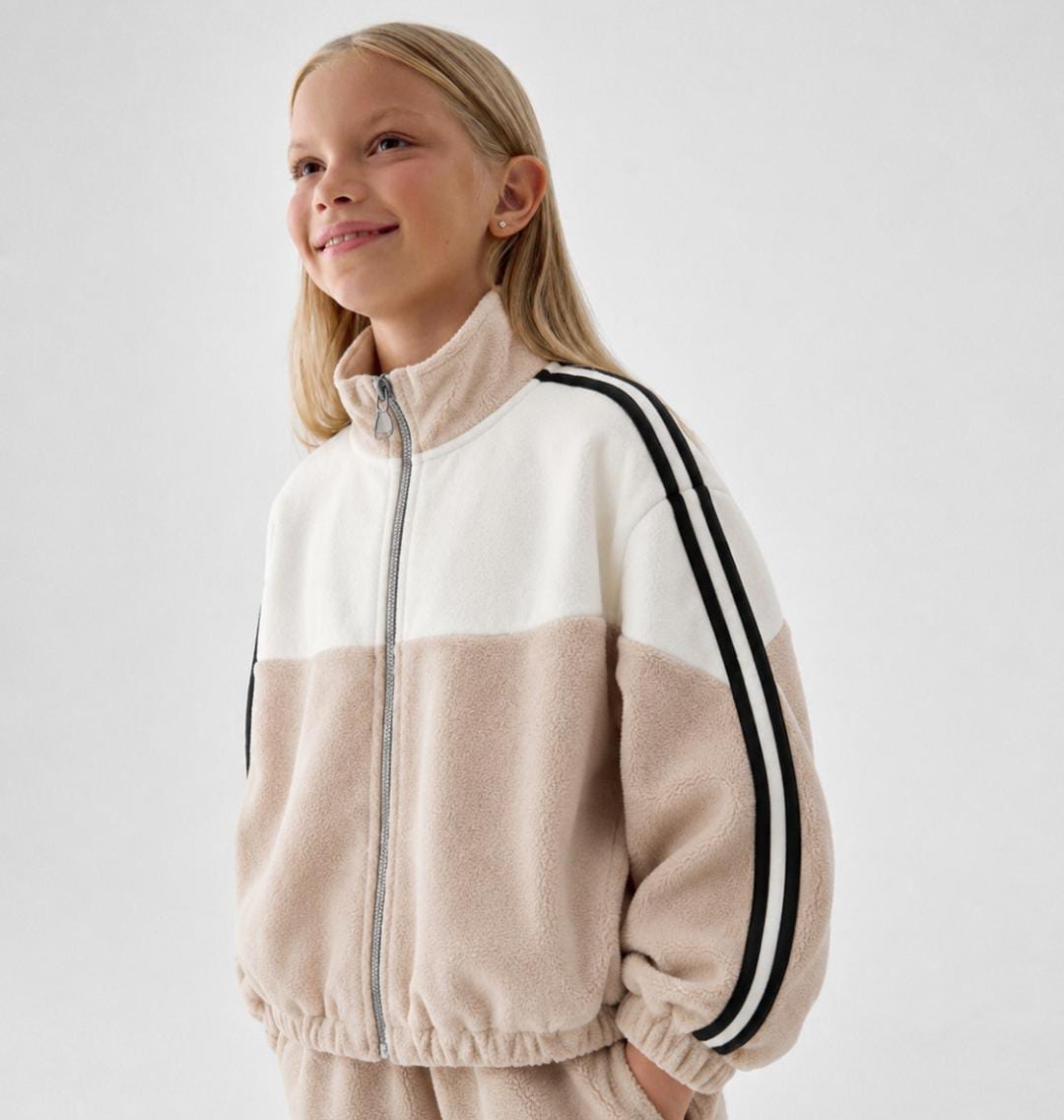 Oversized Teddy Fleece Fur-Lined Track Jacket