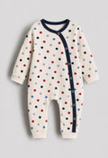 Navy Polka Dot baby jumpsuit