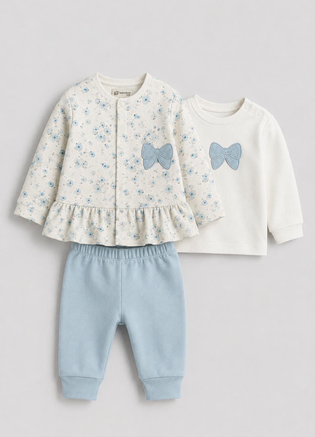 Baby Blue Bow 3-Piece Outfit Set