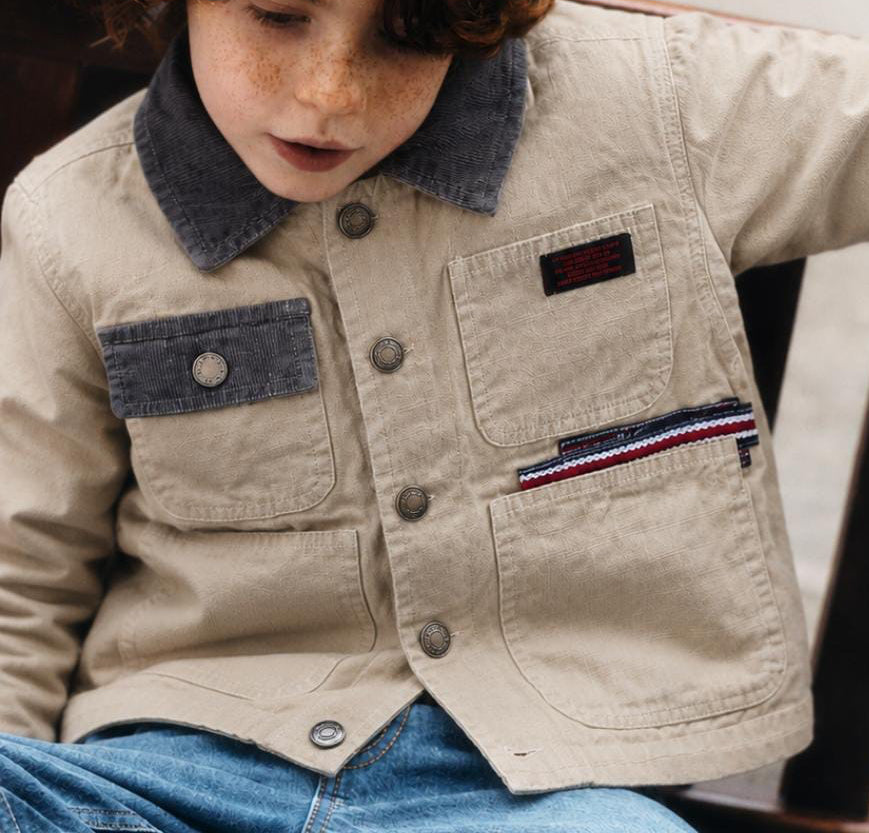 Utility Jacket with Rust Corduroy Details
