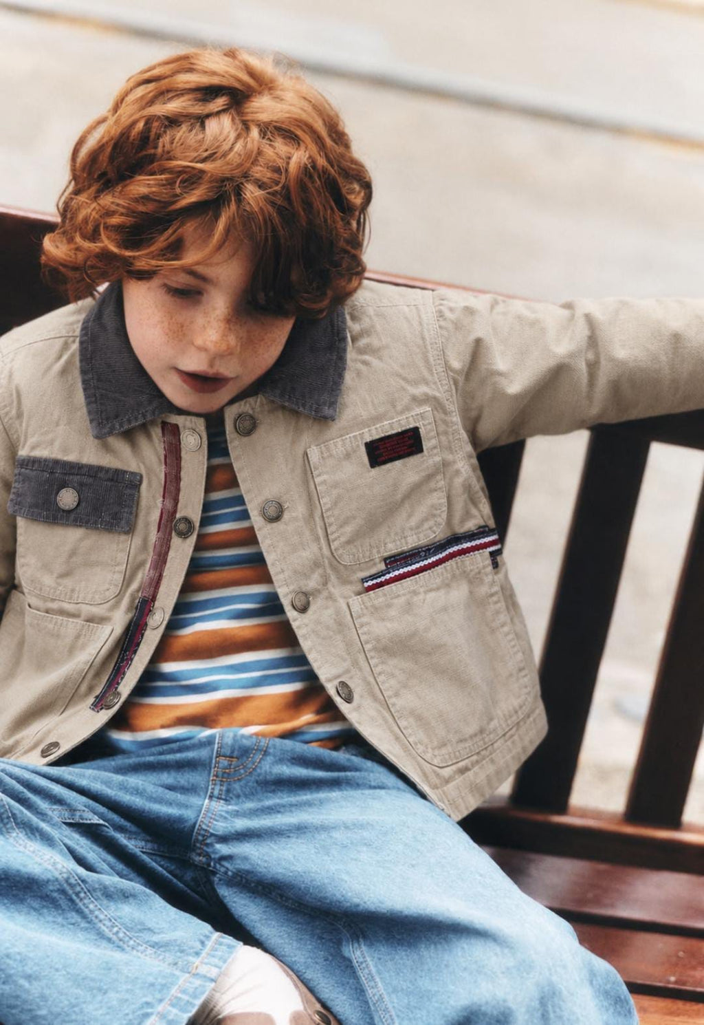 Utility Jacket with Rust Corduroy Details