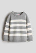 Zara - Grey & Ivory Striped Knit Sweater