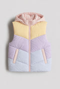 Pastel Colorblock Hooded Puffer Vest