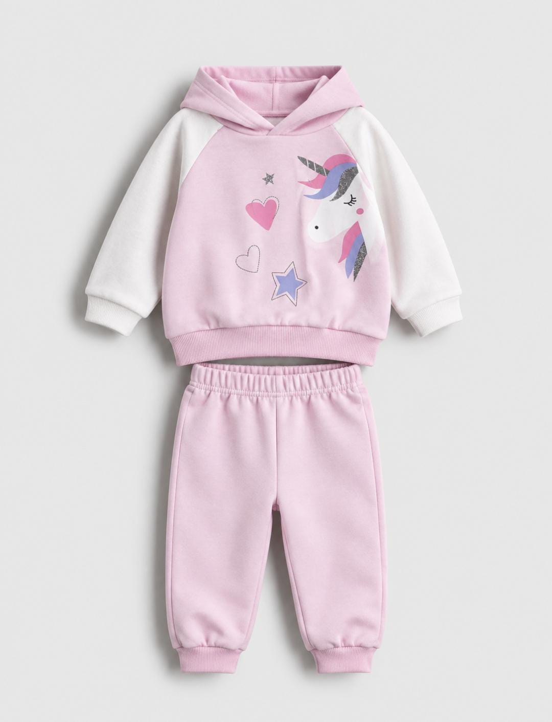 Unicorn Hoodie & Jogger Set - fleece inside