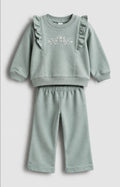 Sage Blossom Ruffle Sweatshirt & Pants Set