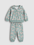 Sage Blossom Floral Hoodie & Jogger Set