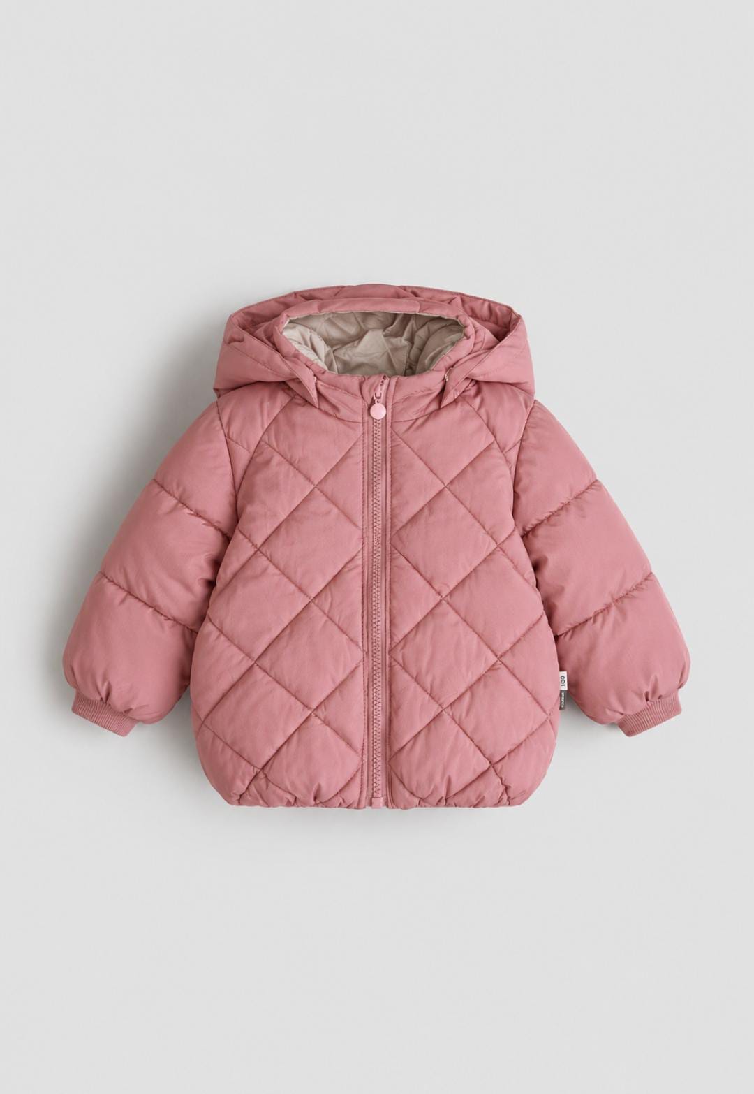 Dusty Rose Quilted Hooded Puffer Jacket - fleece inside
