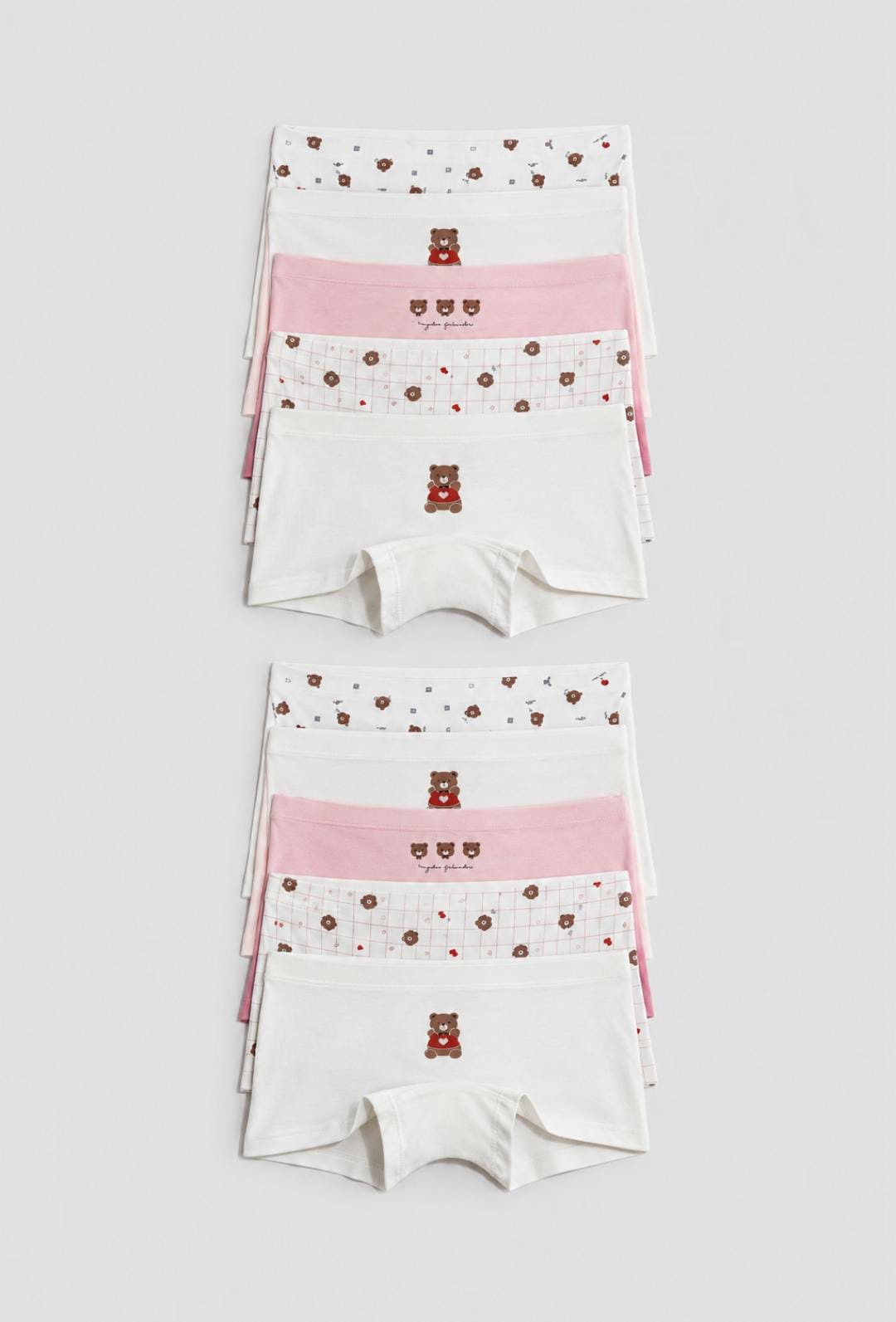 Girls’ Bear Print Boxer Briefs – 10 Pack