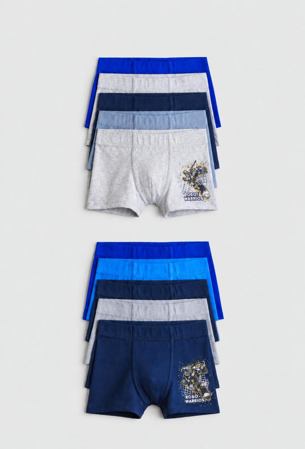 Boys’ Robot Warriors Cotton Boxer Briefs – 10 pack