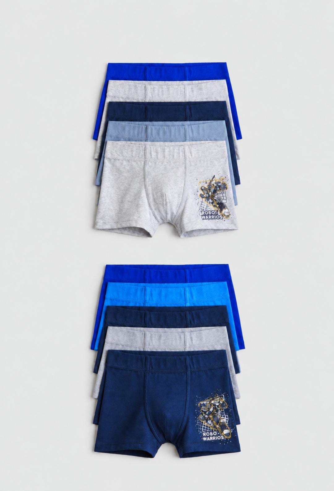 Boys’ Robot Warriors Cotton Boxer Briefs – 10 pack