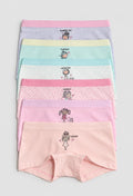 Girls’ Pastel Cartoon Print Boxer Briefs – 6 Pack