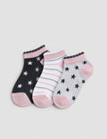 Blush Star Trio Ankle Socks – 3 Pack