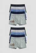 Boys’ Bulldozer Print Cotton Boxer Briefs – 10 Pack