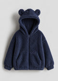 Navy Teddy Bear Fleece Zip-Up Hoodie
