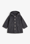Washed Black Hooded Coat