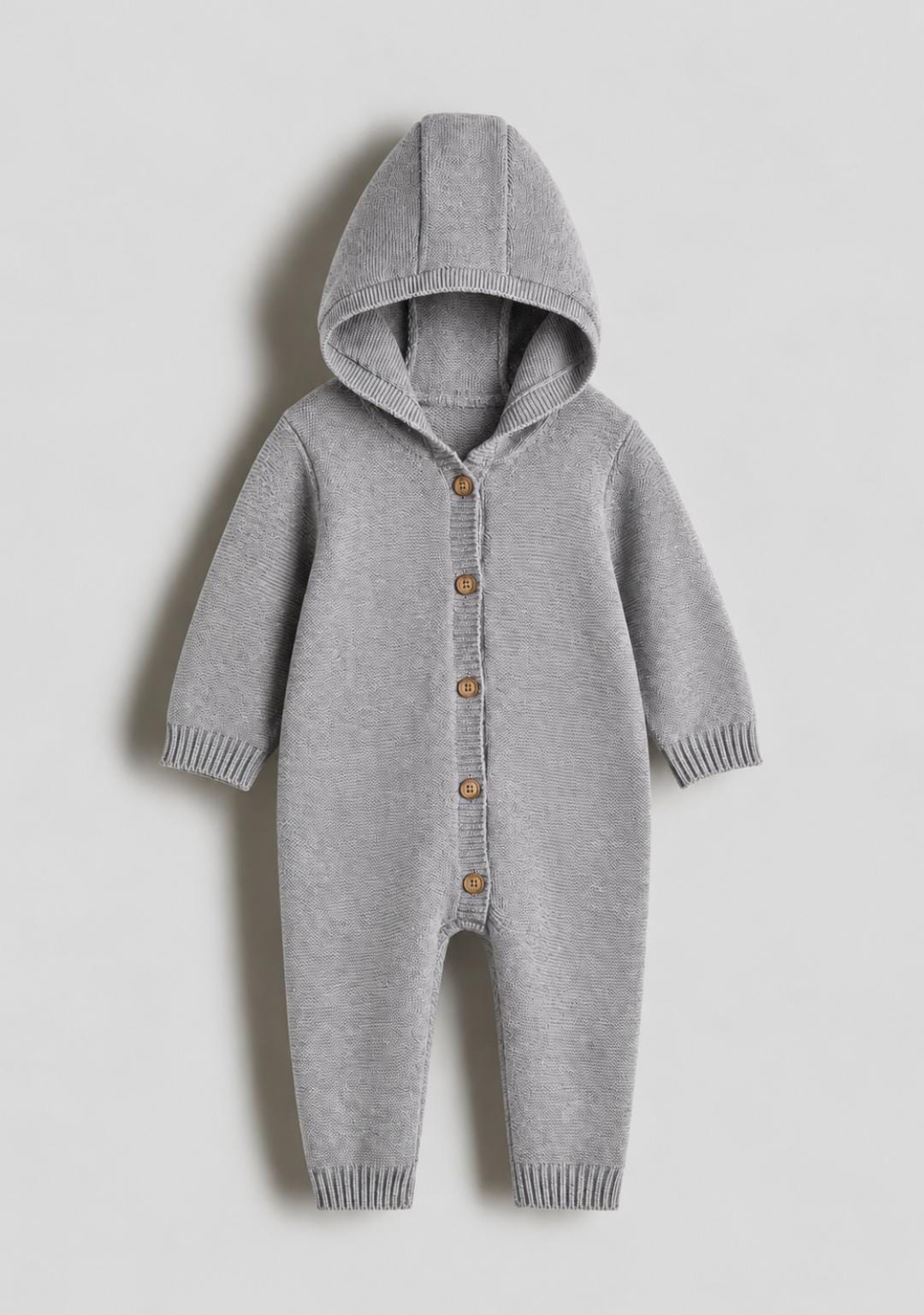 Grey Knit Hooded Jumpsuit