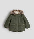 Olive Green Faux-Fur Hooded Winter Parka