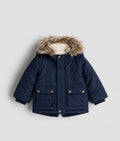 Navy Faux-Fur Hooded Winter Parka
