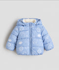 Safari Print Hooded Puffer Jacket - fleece inside