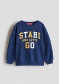Navy Varsity “Start & Let’s Go”  Sweatshirt - fleece inside