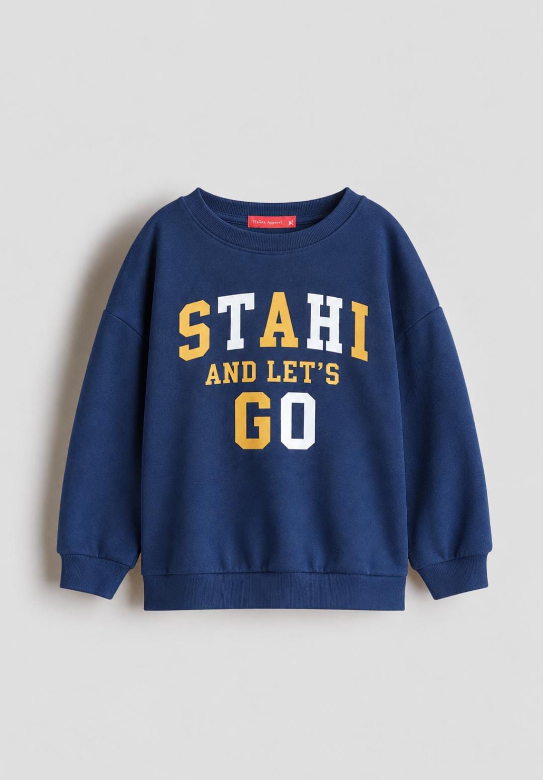Navy Varsity “Start & Let’s Go”  Sweatshirt - fleece inside