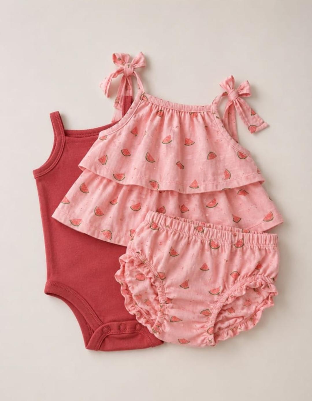 Watermelon Ruffle 3-Piece Baby Set