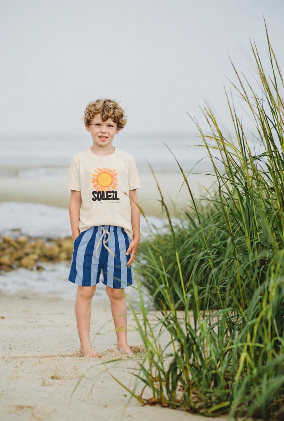 Sunny Beach Tee & Stripe Shorts Set