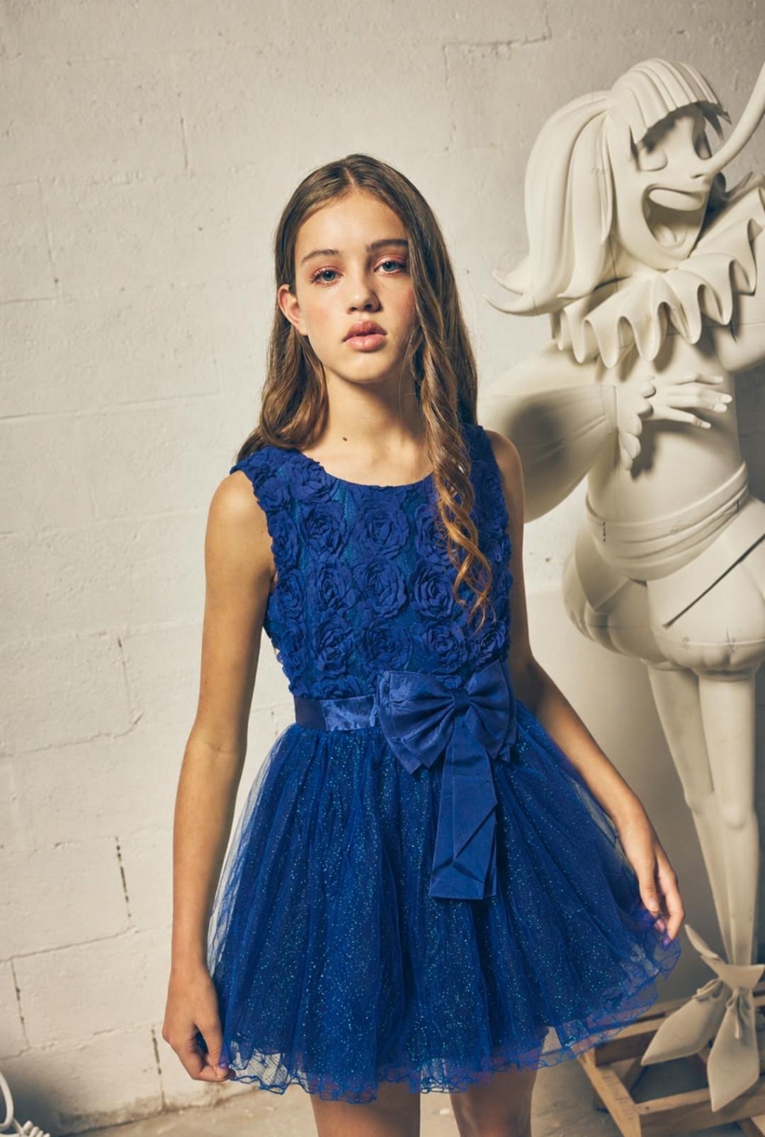 Royal Blue Rosette Party Dress