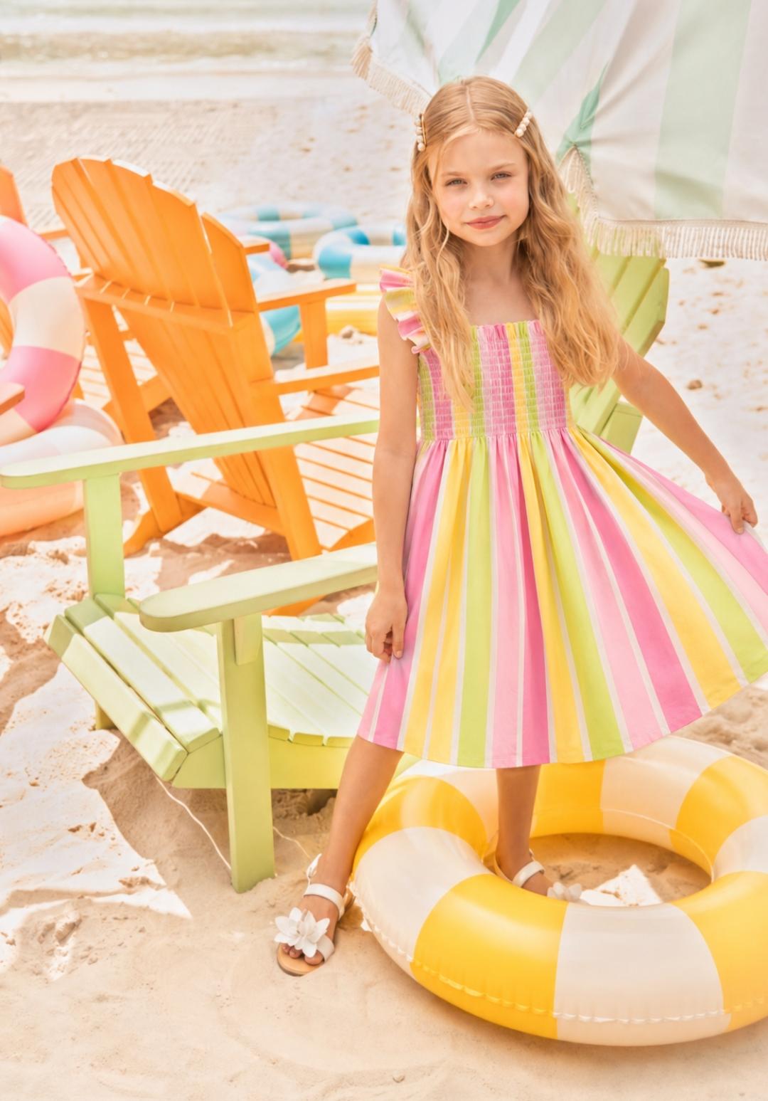 Pastel Stripe Smocked Sundress
